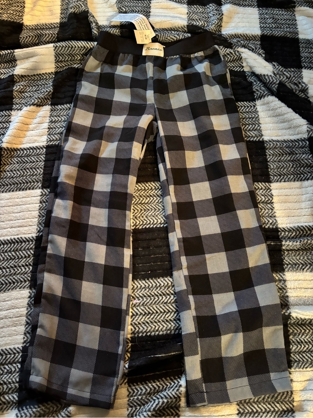 NWT Boys size 8 black plaid bronco pj pants